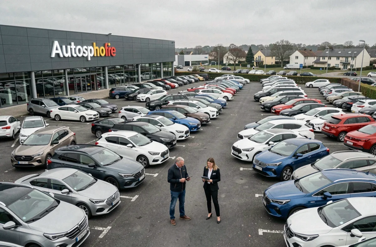 Grand parc automobile Autosphere à Nanterre avec un vaste choix de véhicules d'occasion multimarques