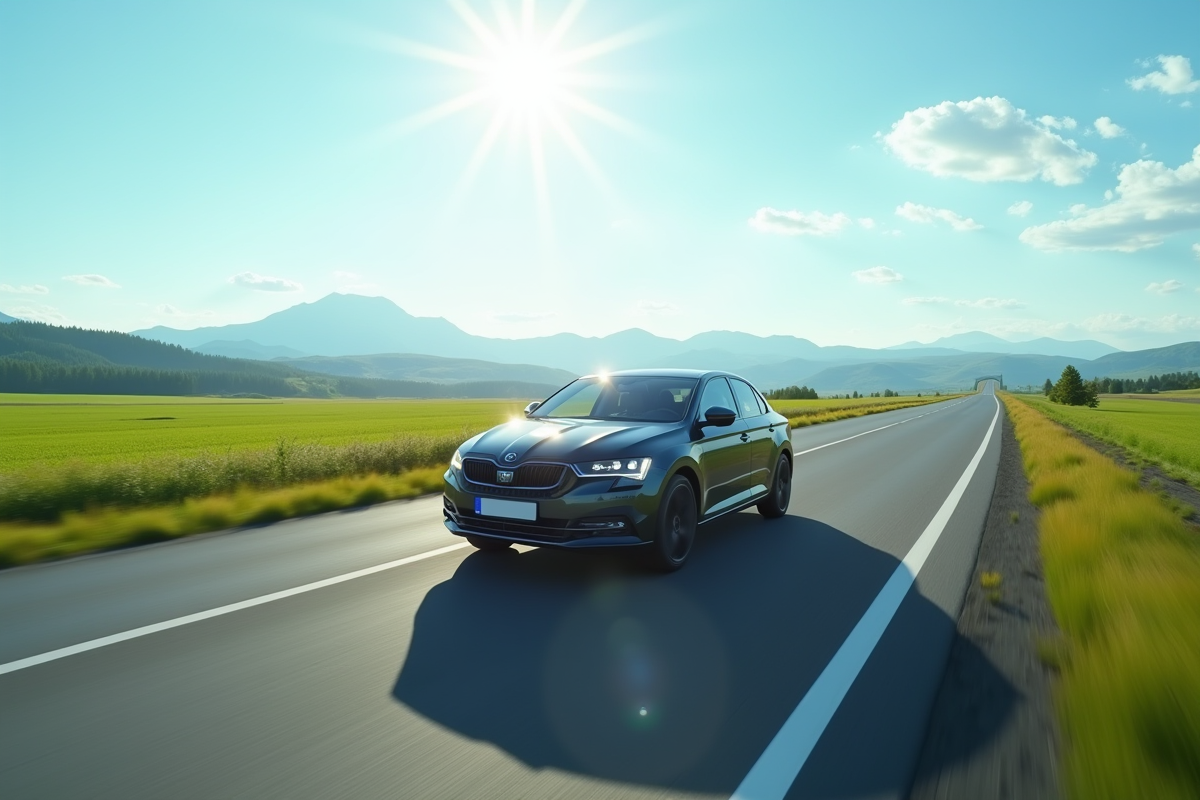 Voiture moderne sur route de campagne en plein jour