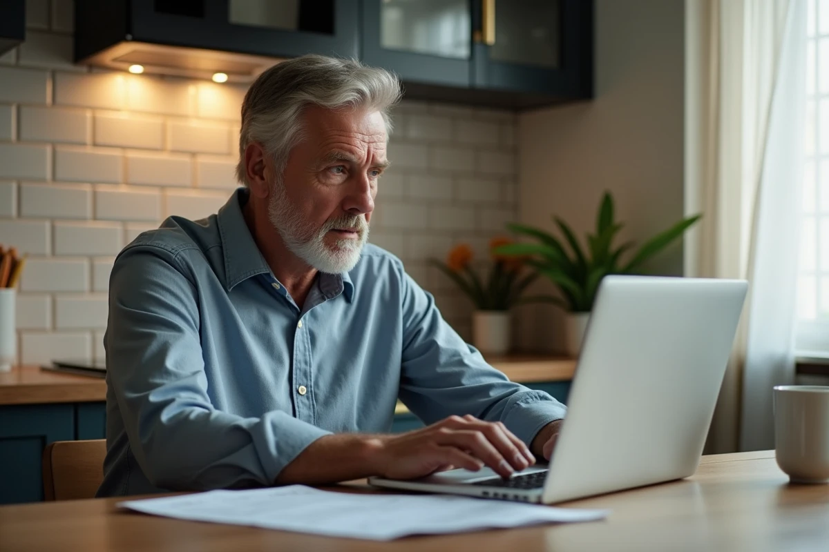 Homme effectuant en ligne le changement de nom sur sa carte grise après un divorce avec les documents requis