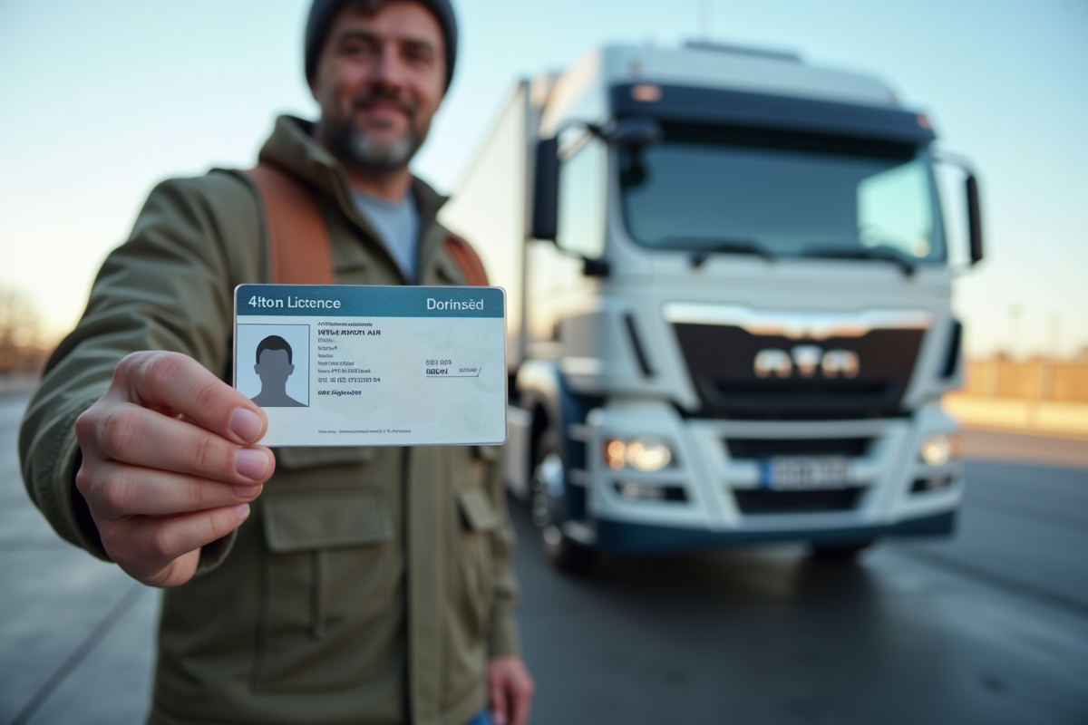Conducteur de camion professionnel avec permis et véhicule moderne