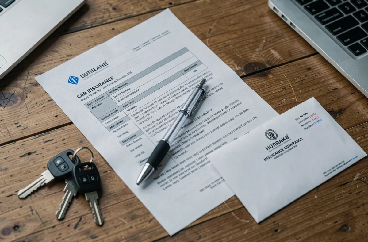 Documents de résiliation d'assurance auto posés sur un bureau, symbolisant le changement d'assureur permis par la loi Hamon