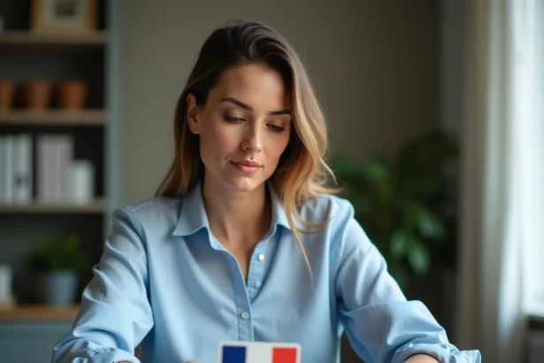 Femme examinant sa date de délivrance sur son permis de conduire pour remplir un formulaire d'assurance auto