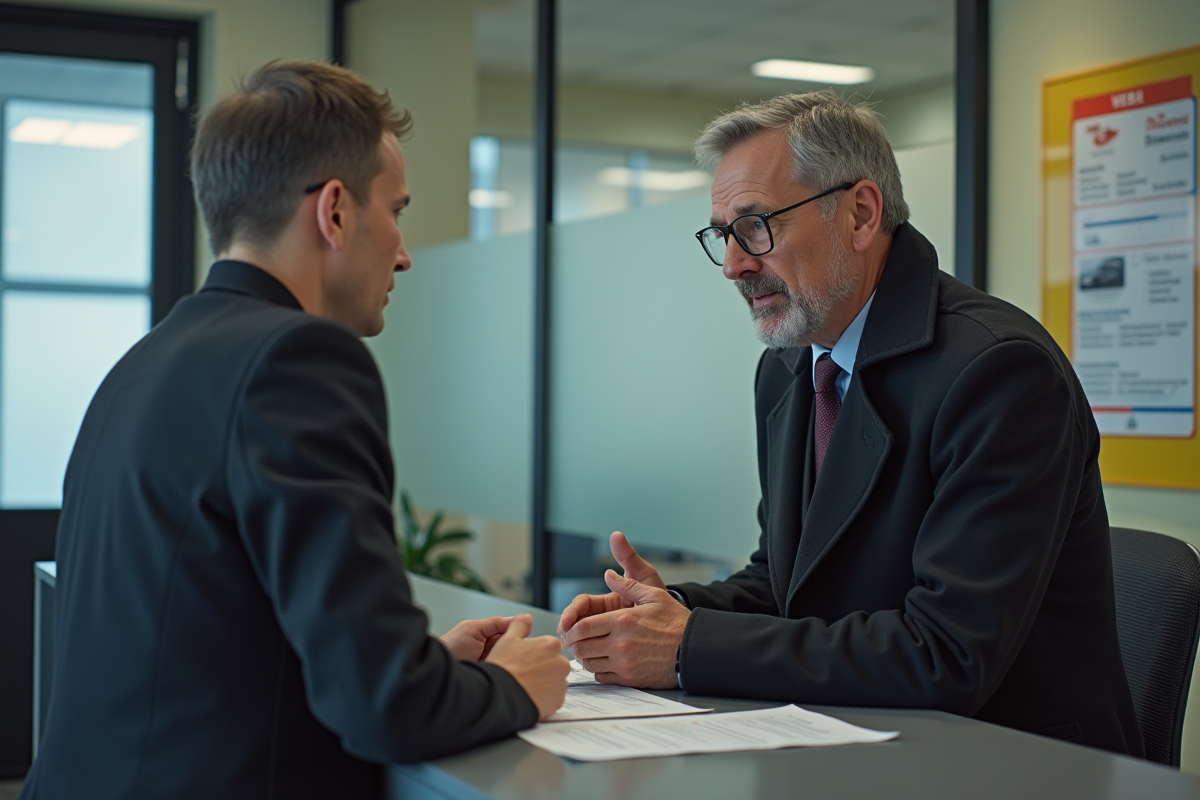Homme parlant à la reception d