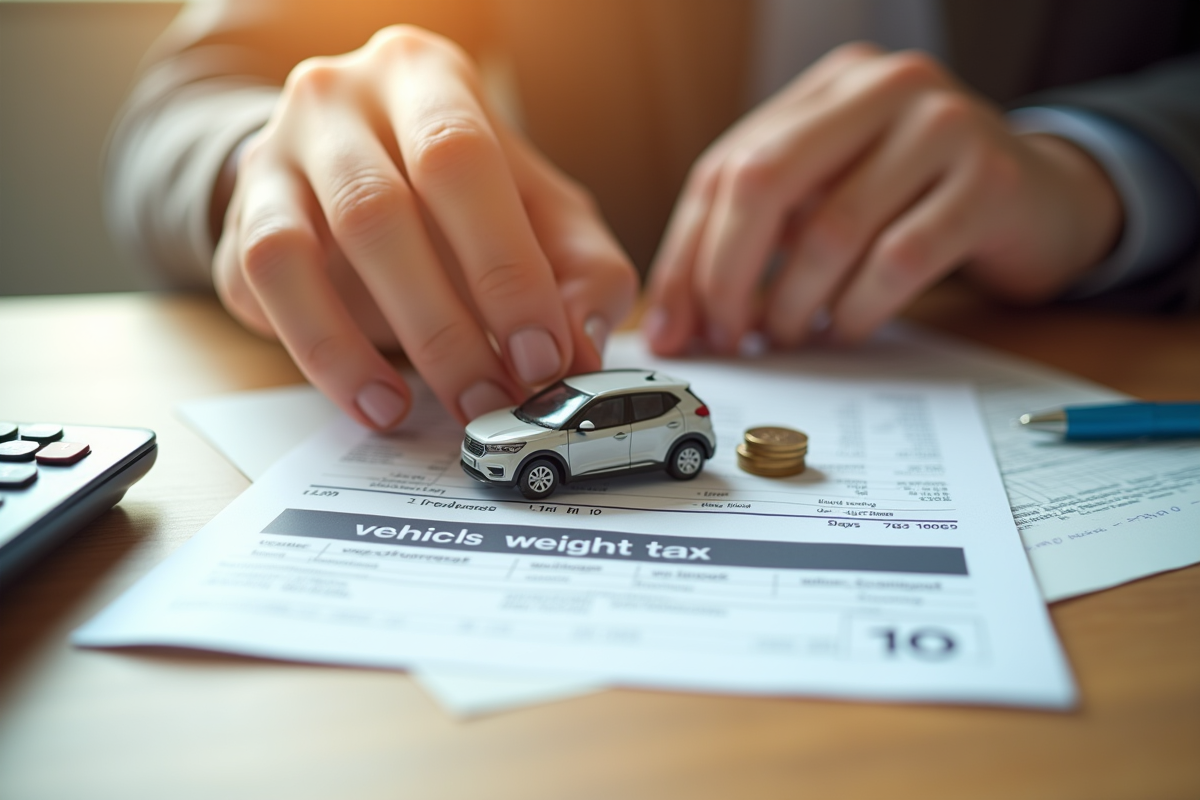 Mains posant des pièces et une petite voiture sur une table