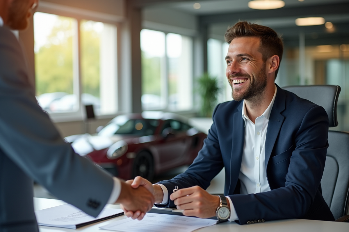 Homme souriant recevant les clés d
