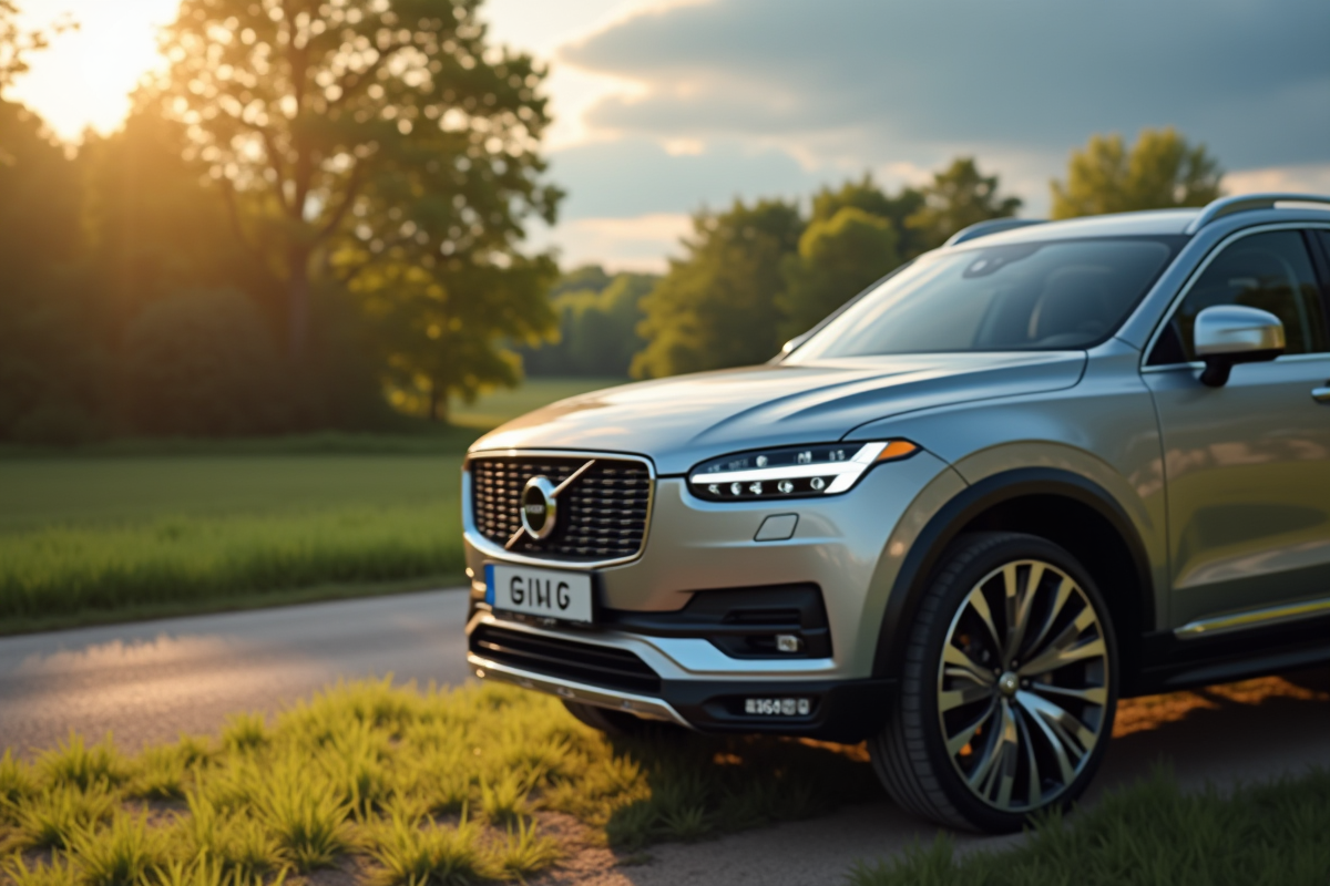 SUV haut de gamme avec attelage brillant en campagne