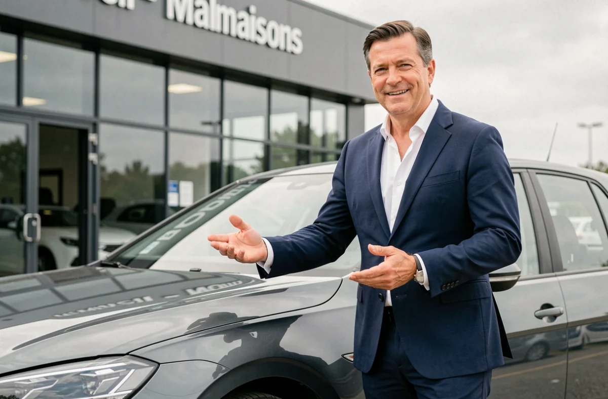 Vendeur professionnel présentant une Volkswagen d'occasion chez Volkswagen Rueil Advance Car Lovers à Rueil-Malmaison